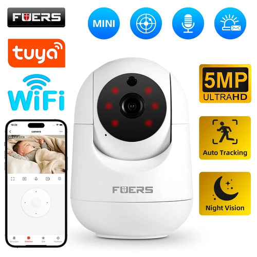 Planet Gates 5MP camera / US PLUG Fuers 5MP WiFi Camera Tuya Smart Home Indoor Wireless IP Surveillance Camera AI Detect Automatic Tracking Security Baby Monitor