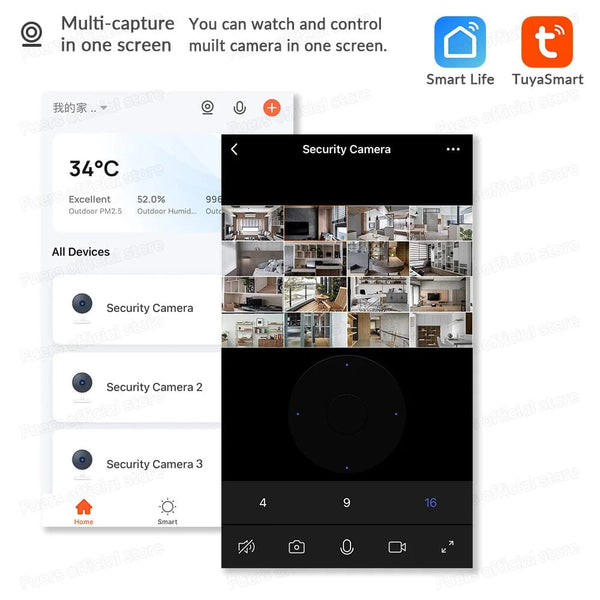 Planet Gates 5MP camera / US PLUG Fuers 5MP WiFi Camera Tuya Smart Home Indoor Wireless IP Surveillance Camera AI Detect Automatic Tracking Security Baby Monitor