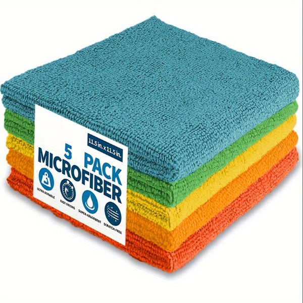 Planet Gates 5Pcs 30X30Cm 5/10pcs, Microfiber Cleaning Cloth, Cleaning Towels For Housekeeping, Reusable And Lint Free Cloth Towels, Home Kitchen Supplies, Random Color