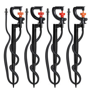 Planet Gates 5pcs 360° Rotating Micro Watering Irrigation Sprinkler Sprayer with 21cm Stake 1/4" Barb Connector Lawn Farm Greenhouse Plant