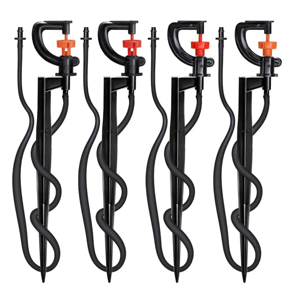 Planet Gates 5pcs 360° Rotating Micro Watering Irrigation Sprinkler Sprayer with 21cm Stake 1/4" Barb Connector Lawn Farm Greenhouse Plant
