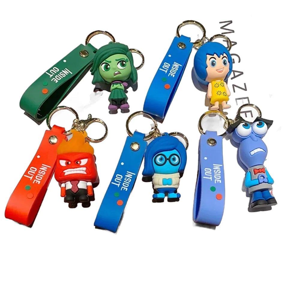 Planet Gates 3D Anime Figures Doll Brain Agent Team INSIDE OUT Cartoon Keychain Car Keychain Ring Pendant Animation Action Figure Small Gift