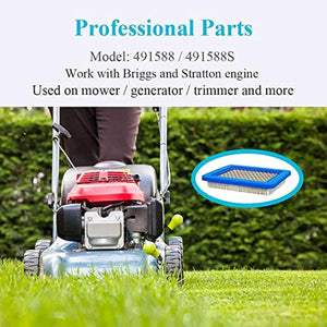 Planet Gates 5pcs 5 Packs, 491588s Air Filter, Compatible With Briggs And Stratton 491588, Toro 20332, Craftsman 3364, Premium Lawn Mower Air Cleaner