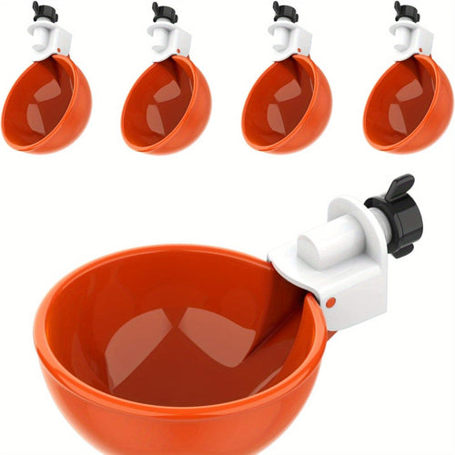 Planet Gates 5pcs 5 Packs, Large Automatic Chicken Waterer Cups Chicken Water Feeder Suitable For Chicks, Duck, Goose, Turkey And Bunny Poultry Water Feeder Kit (Orange)