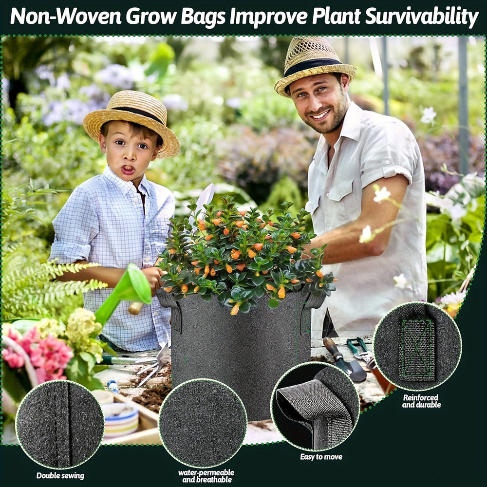 Planet Gates 5pcs 5pcs, Grow Bags 18.93 L Plant Grow Bags Multi-Purpose Nonwoven Fabric Pots With Durable Handles, Vegetables Fruits Flowers Herb Succulent Bonsai Plants For Outdoor Garden Plant Pots
