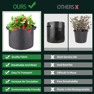 Planet Gates 5pcs 5pcs, Grow Bags 18.93 L Plant Grow Bags Multi-Purpose Nonwoven Fabric Pots With Durable Handles, Vegetables Fruits Flowers Herb Succulent Bonsai Plants For Outdoor Garden Plant Pots