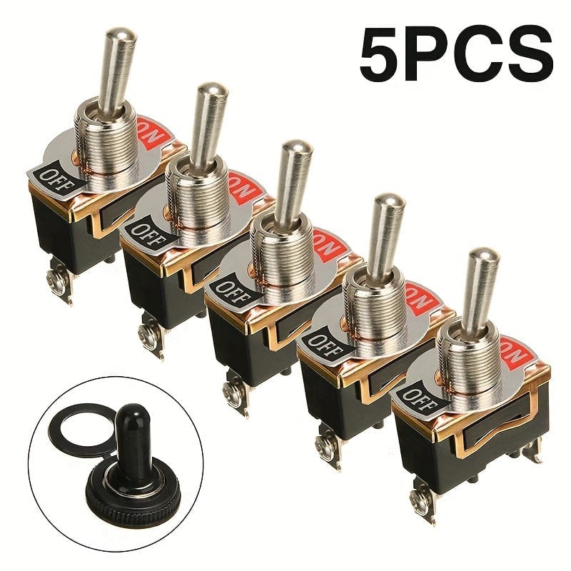 Planet Gates 5pcs 5pcs Heavy Duty Car Boat Rocker Toggle Switch, 15A 250V 2Pin SPST ON/OFF Rocker Switches, With Waterproof Boot Spst Rocker Switch