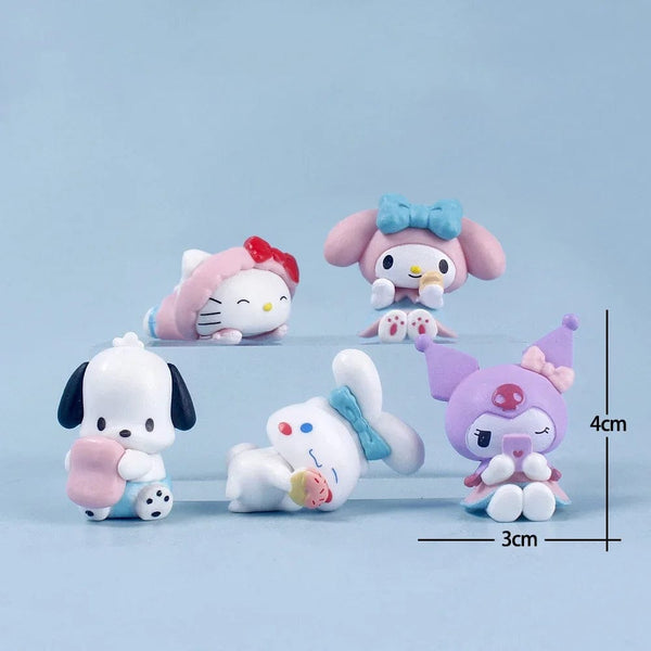Planet Gates 5pcs 5pcs Sanrio Cinnamoroll Toys Action Anime Figures Cinnamoroll Set Cartoon Kawaii Tabletop Decoration Room Ornament Kids Gifts