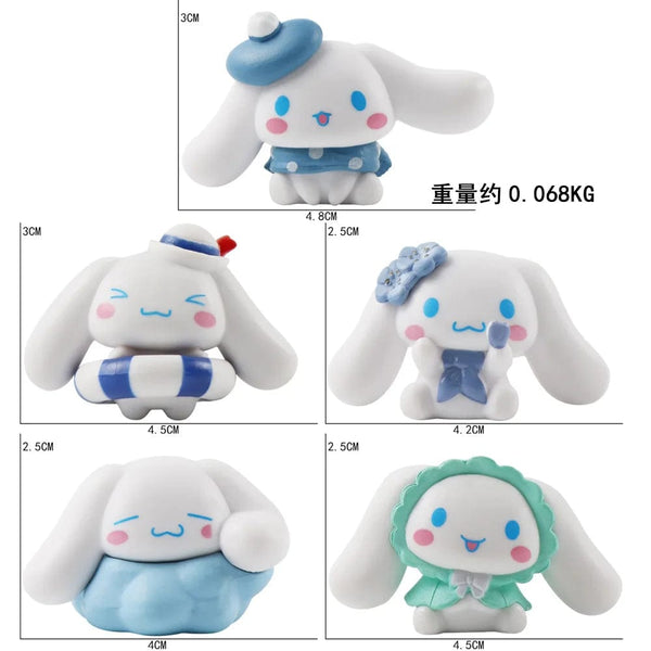Planet Gates 5pcs 5pcs Sanrio Cinnamoroll Toys Action Anime Figures Cinnamoroll Set Cartoon Kawaii Tabletop Decoration Room Ornament Kids Gifts
