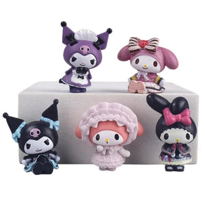 Planet Gates 5pcs A 5Pcs/set Mini Sanrio Figuren Doll 3cm Hello Kitty Kuromi melody Cake decoration model desktop toy car decoration
