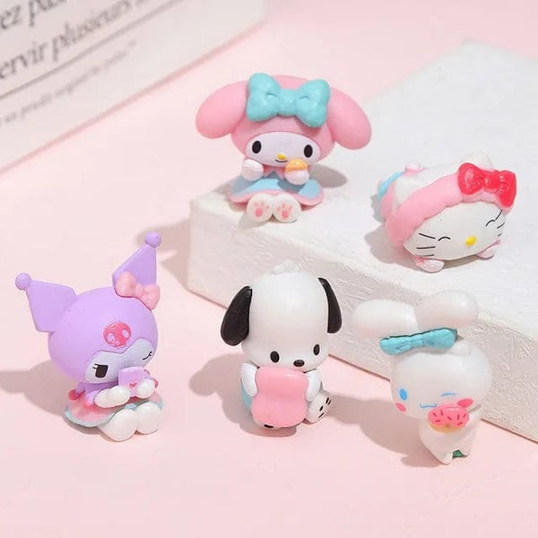 Planet Gates 5pcs B 5Pcs/set Mini Sanrio Figuren Doll 3cm Hello Kitty Kuromi melody Cake decoration model desktop toy car decoration