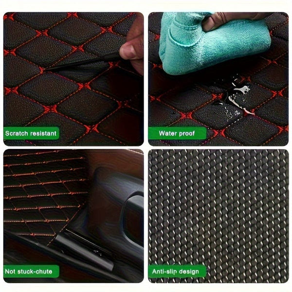 Planet Gates 5pcs Car Floor Mats, Universal Waterproof Front & Rear Seats Floor Mats, PU Leather Car Interior Accessories