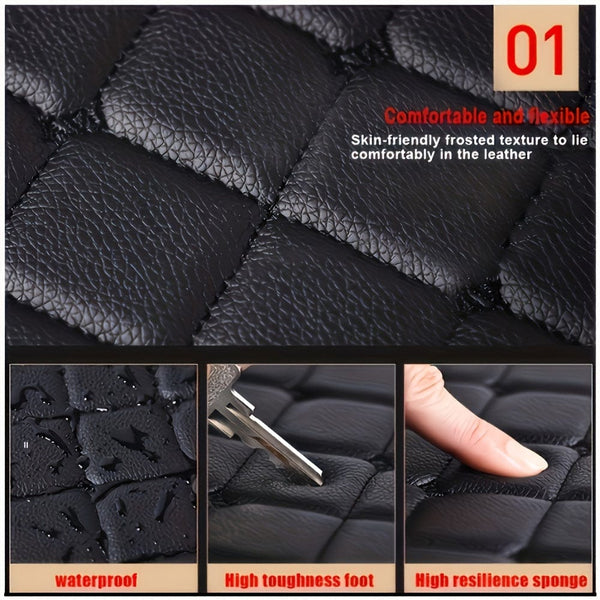 Planet Gates 5pcs Car Floor Mats, Universal Waterproof Front & Rear Seats Floor Mats, PU Leather Car Interior Accessories
