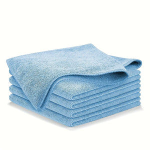 Planet Gates 5Pcs Car Wiping Microfiber Flat Towel Set Light Blue, Quick Drying, Super Absorbent, Super Soft