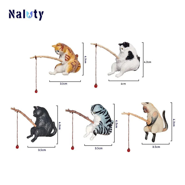 Planet Gates 5pcs CDEFG Creative Aquarium Decoration 8 Style Small Fishing Cat Aquarium Accessories Landscaping Ornament Fish Tank Accessories Diy