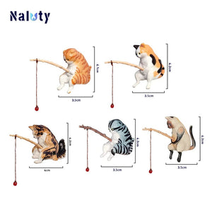 Planet Gates 5pcs CDEFG Creative Aquarium Decoration 8 Style Small Fishing Cat Aquarium Accessories Landscaping Ornament Fish Tank Accessories Diy