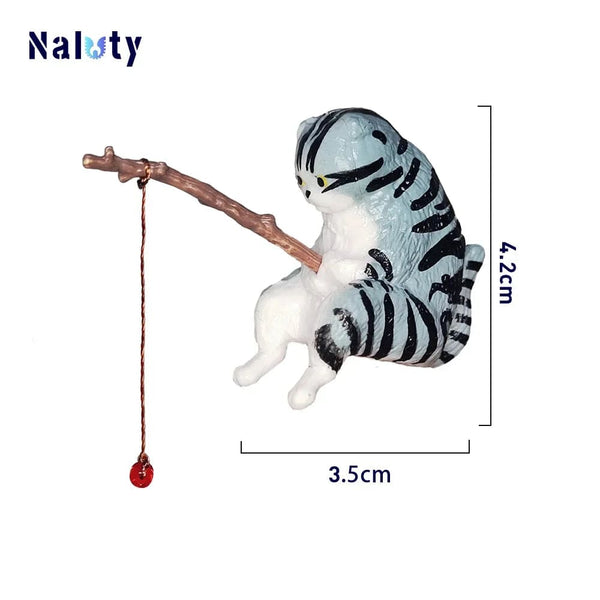 Planet Gates 5pcs CDEFG Creative Aquarium Decoration 8 Style Small Fishing Cat Aquarium Accessories Landscaping Ornament Fish Tank Accessories Diy