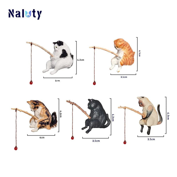 Planet Gates 5pcs CDEFG Creative Aquarium Decoration 8 Style Small Fishing Cat Aquarium Accessories Landscaping Ornament Fish Tank Accessories Diy