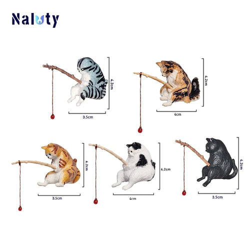 Planet Gates 5pcs CDEFG Creative Aquarium Decoration 8 Style Small Fishing Cat Aquarium Accessories Landscaping Ornament Fish Tank Accessories Diy