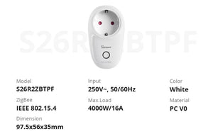 Planet Gates 5PCS / CHINA 1-5PCS SONOFF S26R2ZB Zigbee Plug 16A EU Outlet Timer Switch Remote Control Socket Work with ZigBee 3.0 Hub Zigbee2mqtt