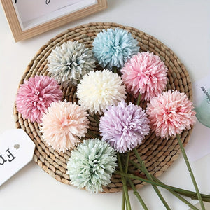 Planet Gates 5pcs Glorious Chrysanthemum Ball Flowers Bouquet - Perfect for Home, Office, Coffee House, Parties, and Weddings - Artificial Flowers for Important People