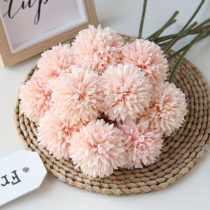 Planet Gates 5pcs Glorious Chrysanthemum Ball Flowers Bouquet - Perfect for Home, Office, Coffee House, Parties, and Weddings - Artificial Flowers for Important People