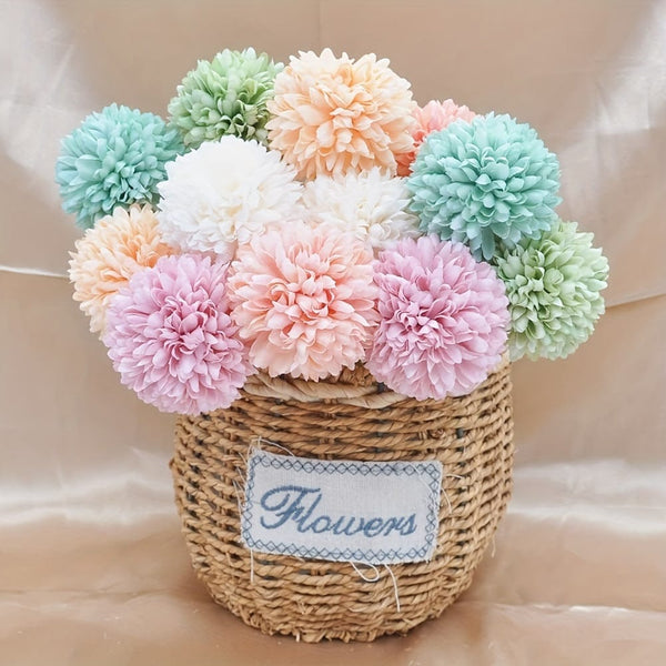Planet Gates 5pcs Glorious Chrysanthemum Ball Flowers Bouquet - Perfect for Home, Office, Coffee House, Parties, and Weddings - Artificial Flowers for Important People