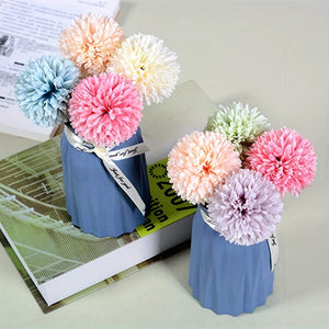 Planet Gates 5pcs Glorious Chrysanthemum Ball Flowers Bouquet - Perfect for Home, Office, Coffee House, Parties, and Weddings - Artificial Flowers for Important People