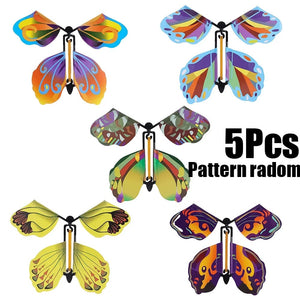 Planet Gates 5Pcs Magic Flying Butterfly Wind Up Toy In The Sky Funny Rubber Band Powered Cards Kids Tricks Props Party Great Surpris Gift