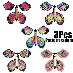 Planet Gates 5Pcs Magic Flying Butterfly Wind Up Toy In The Sky Funny Rubber Band Powered Cards Kids Tricks Props Party Great Surpris Gift