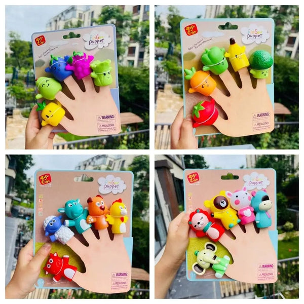 Planet Gates 5PCS Mini Animal Hand Puppet Puppy Doll Finger Puppet Toy Set Montessori Sensory Toys Preschool Parent-Child Storytelling Toys