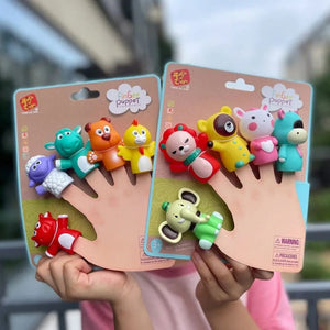 Planet Gates 5PCS Mini Animal Hand Puppet Puppy Doll Finger Puppet Toy Set Montessori Sensory Toys Preschool Parent-Child Storytelling Toys