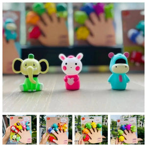 Planet Gates 5PCS Mini Animal Hand Puppet Puppy Doll Finger Puppet Toy Set Montessori Sensory Toys Preschool Parent-Child Storytelling Toys