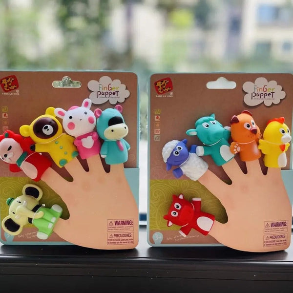 Planet Gates 5PCS Mini Animal Hand Puppet Puppy Doll Finger Puppet Toy Set Montessori Sensory Toys Preschool Parent-Child Storytelling Toys