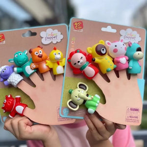 Planet Gates 5PCS Mini Animal Hand Puppet Puppy Doll Finger Puppet Toy Set Montessori Sensory Toys Preschool Parent-Child Storytelling Toys
