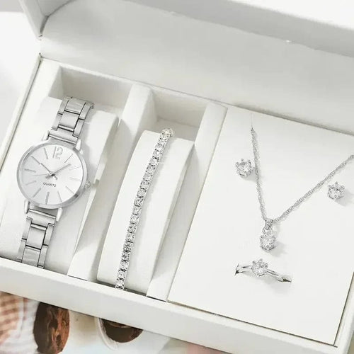 Planet Gates 5pcs no box Ladies Fashion Simple Digital Alloy with Quartz Watch Bracelet 2pcs Set Luxury Women Simple Dial Ladies Watches Reloj Mujer