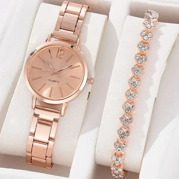 Planet Gates 5pcs no box Ladies Fashion Simple Digital Alloy with Quartz Watch Bracelet 2pcs Set Luxury Women Simple Dial Ladies Watches Reloj Mujer