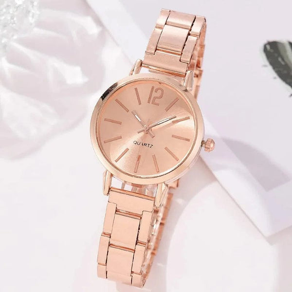 Planet Gates 5pcs no box Ladies Fashion Simple Digital Alloy with Quartz Watch Bracelet 2pcs Set Luxury Women Simple Dial Ladies Watches Reloj Mujer