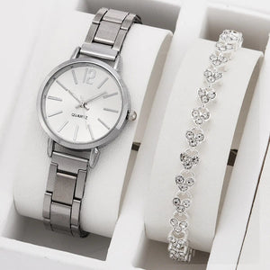 Planet Gates 5pcs no box Ladies Fashion Simple Digital Alloy with Quartz Watch Bracelet 2pcs Set Luxury Women Simple Dial Ladies Watches Reloj Mujer