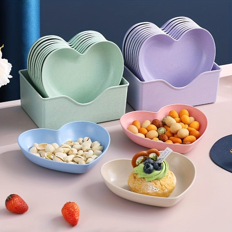 Planet Gates 5pcs, PP Heart Shaped Serving Tray, Fruit Plate, Dessert Plate, Cake Plate, Snack Plate, Pickle Plate, Cake Plate, Kitchen Stuff, Kitchen Supplies