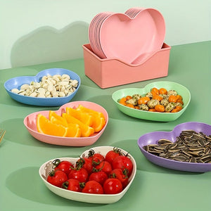 Planet Gates 5pcs, PP Heart Shaped Serving Tray, Fruit Plate, Dessert Plate, Cake Plate, Snack Plate, Pickle Plate, Cake Plate, Kitchen Stuff, Kitchen Supplies