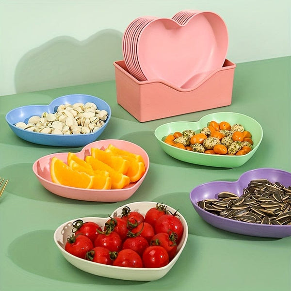 Planet Gates 5pcs, PP Heart Shaped Serving Tray, Fruit Plate, Dessert Plate, Cake Plate, Snack Plate, Pickle Plate, Cake Plate, Kitchen Stuff, Kitchen Supplies