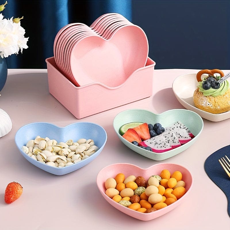 Planet Gates 5pcs, PP Heart Shaped Serving Tray, Fruit Plate, Dessert Plate, Cake Plate, Snack Plate, Pickle Plate, Cake Plate, Kitchen Stuff, Kitchen Supplies
