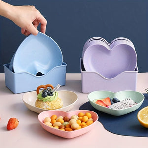 Planet Gates 5pcs, PP Heart Shaped Serving Tray, Fruit Plate, Dessert Plate, Cake Plate, Snack Plate, Pickle Plate, Cake Plate, Kitchen Stuff, Kitchen Supplies