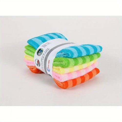 Planet Gates 5pcs random color 5/10pcs, Dish Towels, Microfiber Striped Printed Dish Rags, Scouring Pads, Simple Style Cleaning Cloths, Classic Two-color Strips, Absorbent, Easy To Wash And Wash, Random Colors, Cleaning Stuff, Kitchen Supplies