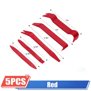 Planet Gates 5PCS RED Plastic Auto Dismantle Tools Kit Car Radio Door Clip Panel Trim Dash Audio Removal Installer Pry Kit Conversion Repairing Tool