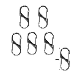 Planet Gates 5Pcs S Type Zinc Alloy Carabiner with Lock Mini Keychain Hook Anti-Theft Outdoor Camping Backpack Buckle Key-Lock Accessories