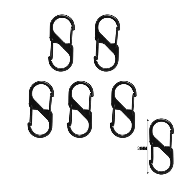 Planet Gates 5Pcs S Type Zinc Alloy Carabiner with Lock Mini Keychain Hook Anti-Theft Outdoor Camping Backpack Buckle Key-Lock Accessories
