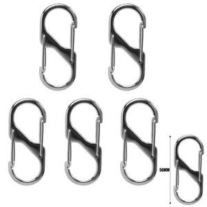 Planet Gates 5Pcs S Type Zinc Alloy Carabiner with Lock Mini Keychain Hook Anti-Theft Outdoor Camping Backpack Buckle Key-Lock Accessories