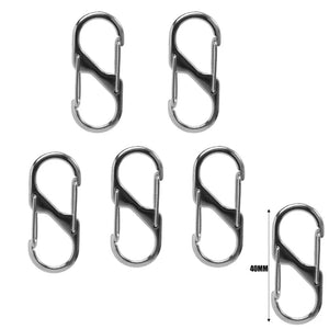 Planet Gates 5Pcs S Type Zinc Alloy Carabiner with Lock Mini Keychain Hook Anti-Theft Outdoor Camping Backpack Buckle Key-Lock Accessories